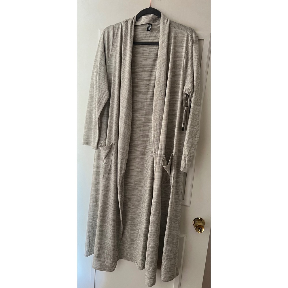32 Degrees Heat Womens Ghost Grey Long Open Front Cardigan Robe L/XL NWT